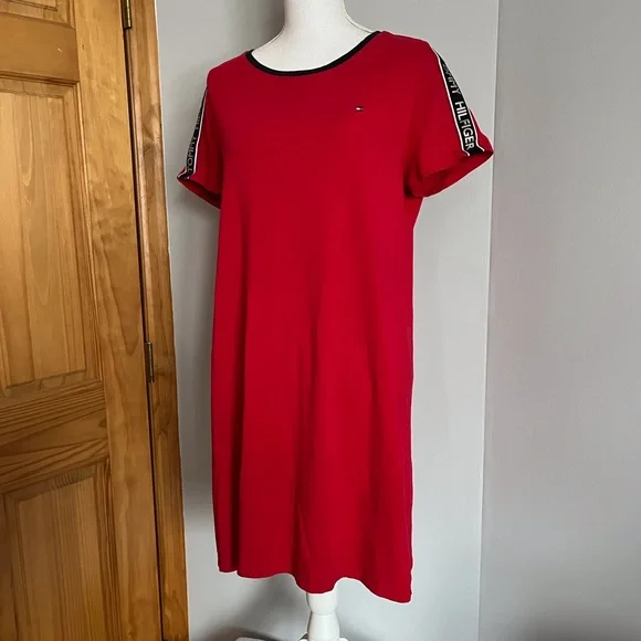 EUC Tommy Hilfiger red T-shirt dress size Large - Picture 2 of 9